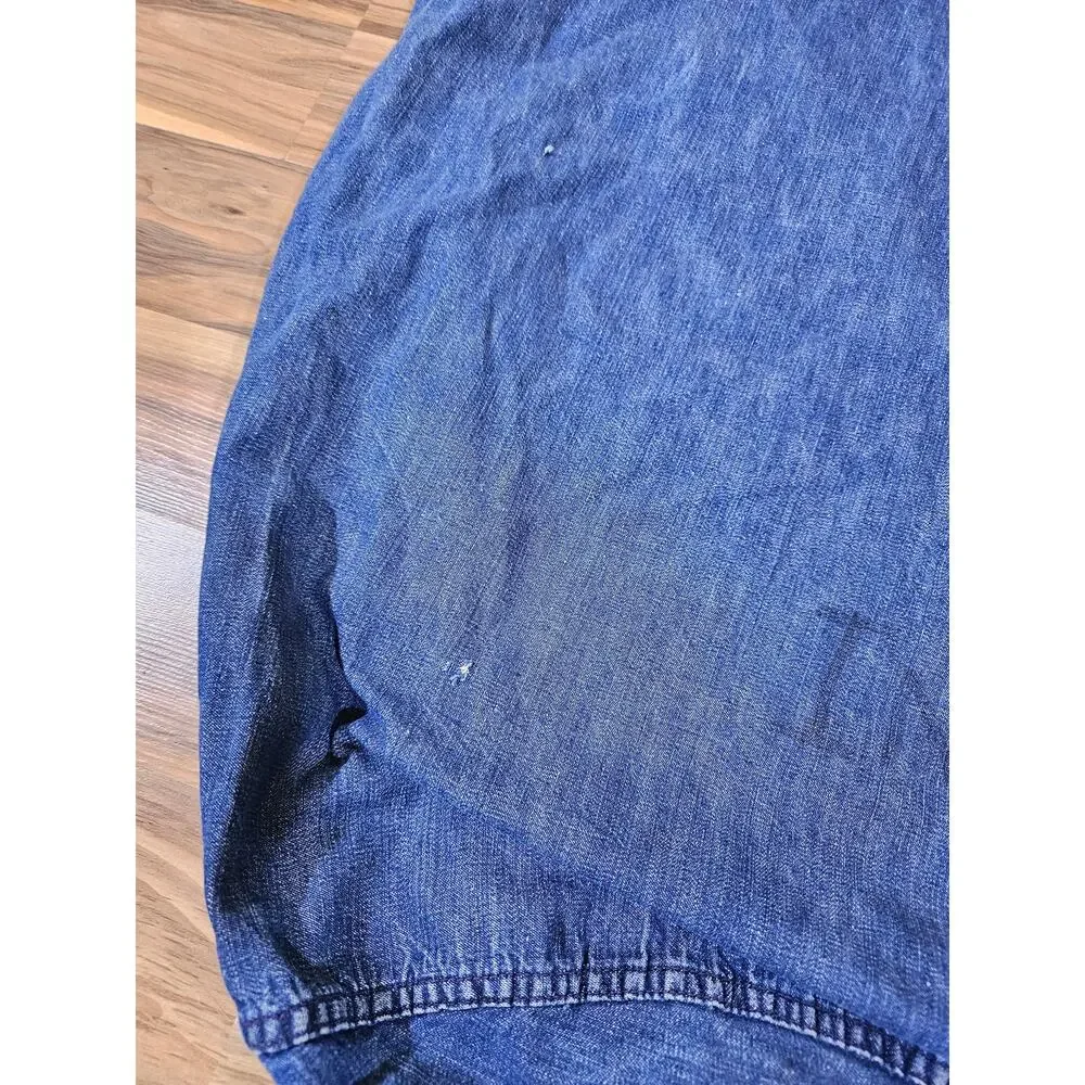 Military Denim Cotton Blue Laundry Bag Drawstring Zipper 24 X 33 USN Navy